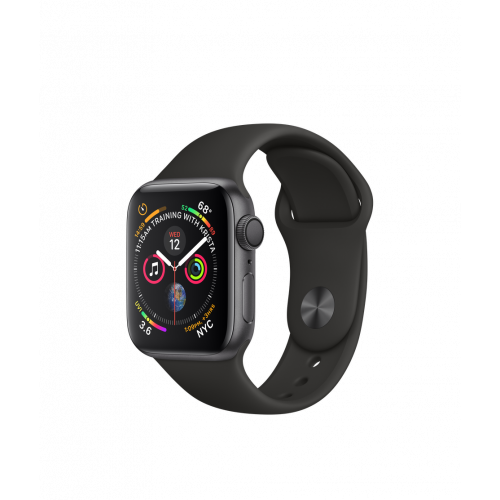 Apple Watch Series 4 GPS se 40mm pouzdrem z vesmírně šedého hliníku a černým sportovním řemínkem